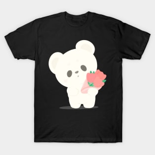 Cute white bear with flower bouquet T-Shirt